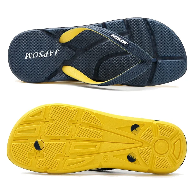 Black Military Style Beach Flip Flops - Men's