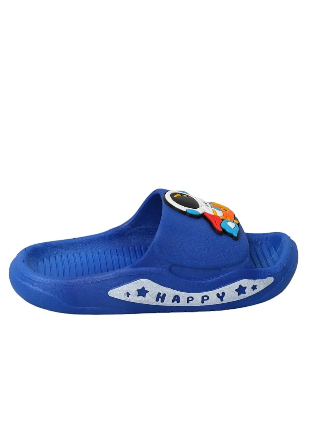 Children's Blue Sliders with Space Explorer Cartoon Motif, Blue