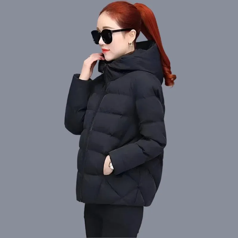 Cotton Padded Coat Autumn Winter Slim Short Hooded Warm Thicken Jackets
