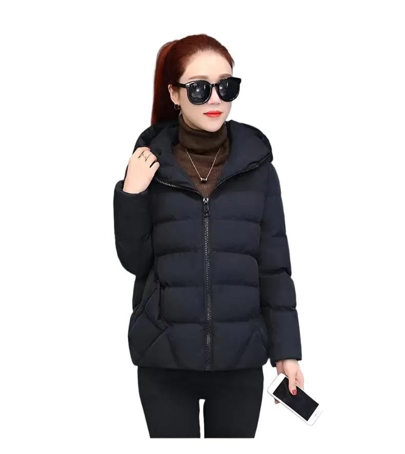 Cotton Padded Coat Autumn Winter Slim Short Hooded Warm Thicken Jackets