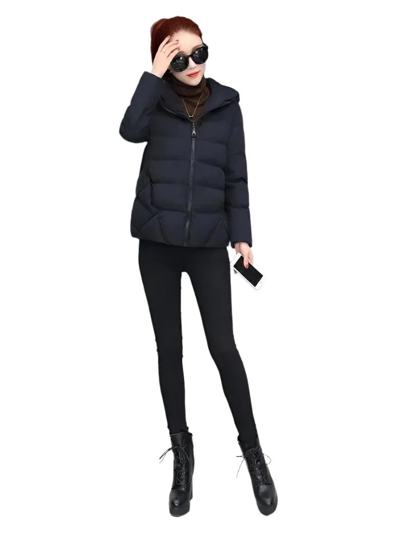 Cotton Padded Coat Autumn Winter Slim Short Hooded Warm Thicken Jackets