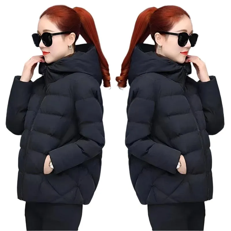 Cotton Padded Coat Autumn Winter Slim Short Hooded Warm Thicken Jackets