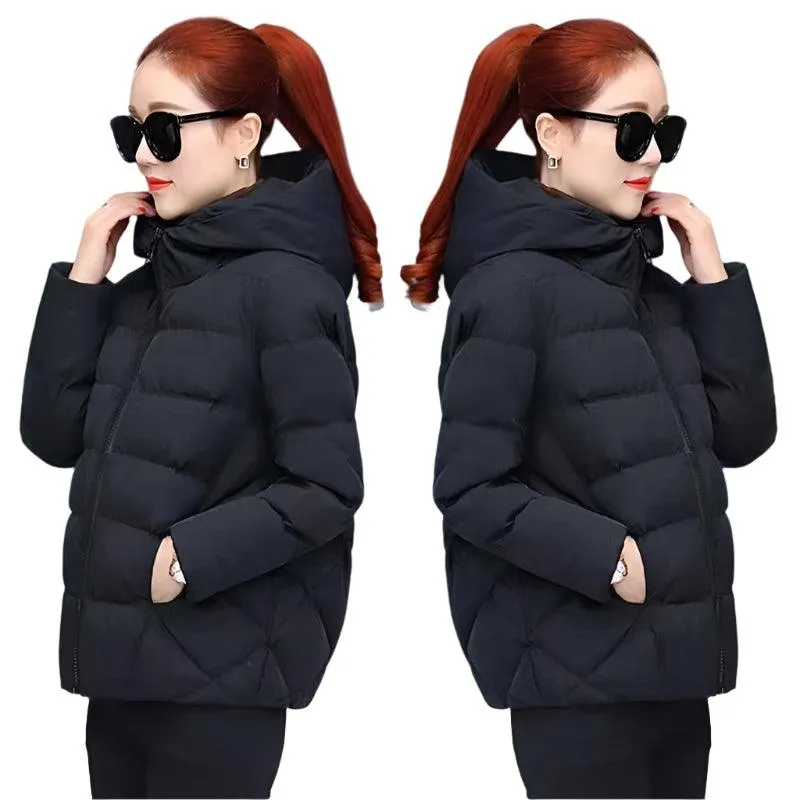 Cotton Padded Coat Autumn Winter Slim Short Hooded Warm Thicken Jackets