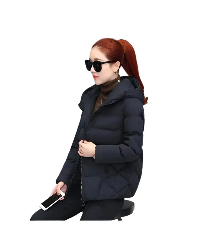 Cotton Padded Coat Autumn Winter Slim Short Hooded Warm Thicken Jackets