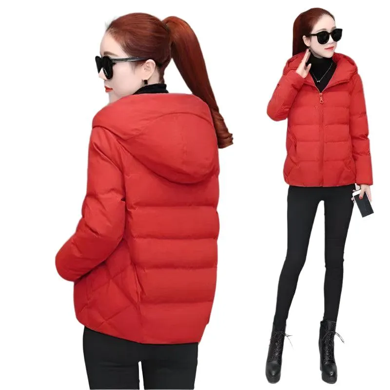 Cotton Padded Coat Autumn Winter Slim Short Hooded Warm Thicken Jackets