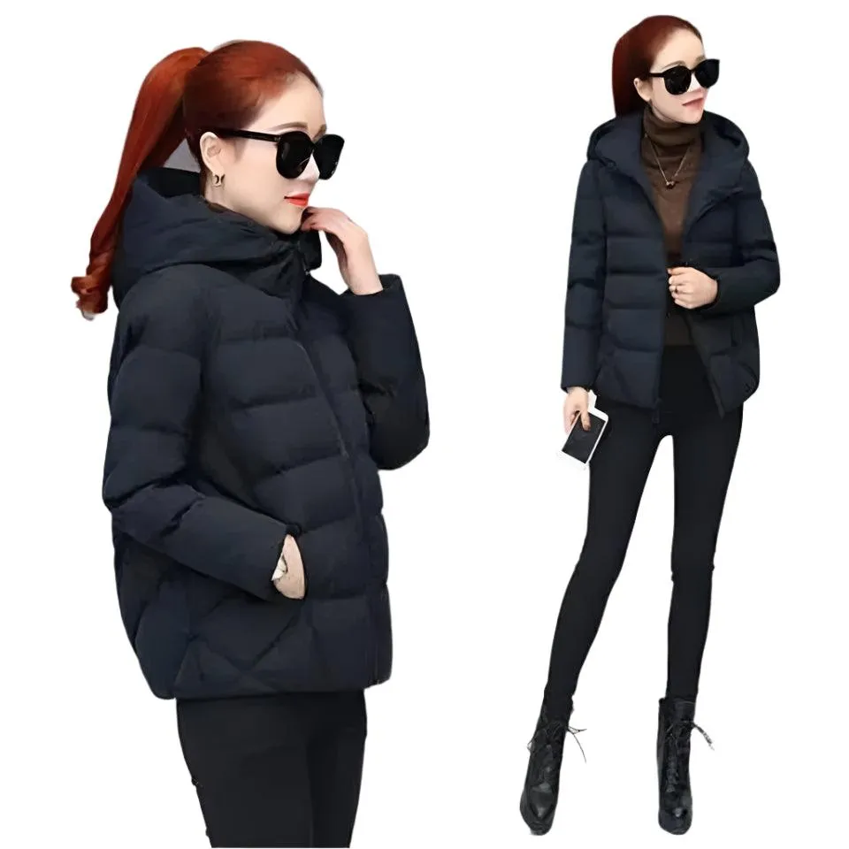 Cotton Padded Coat Autumn Winter Slim Short Hooded Warm Thicken Jackets