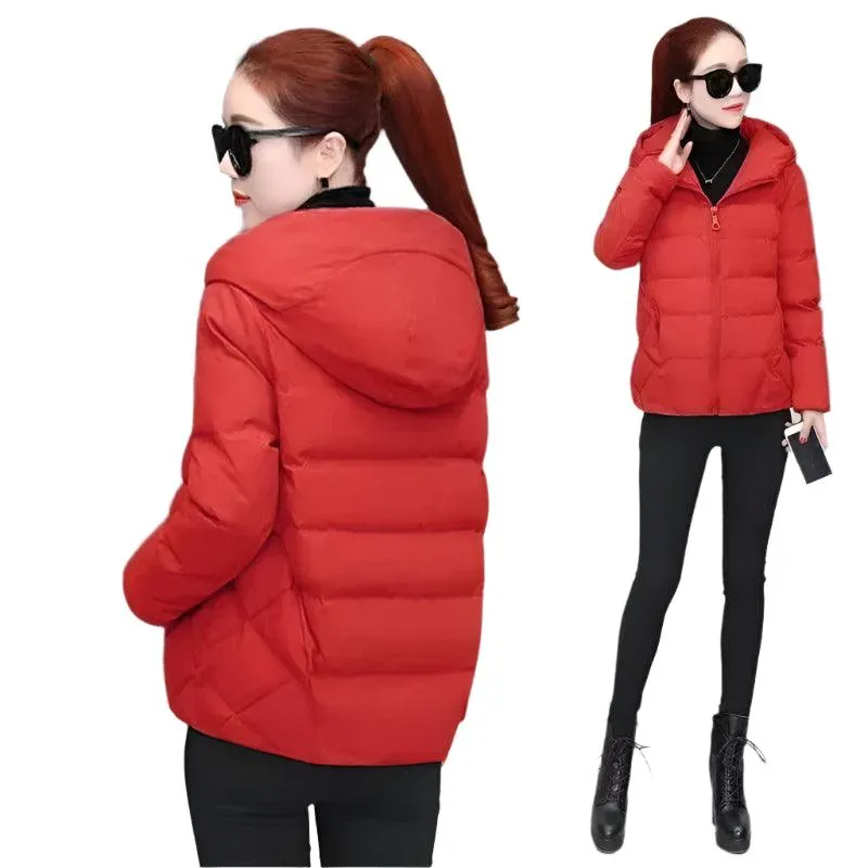 Cotton Padded Coat Autumn Winter Slim Short Hooded Warm Thicken Jackets