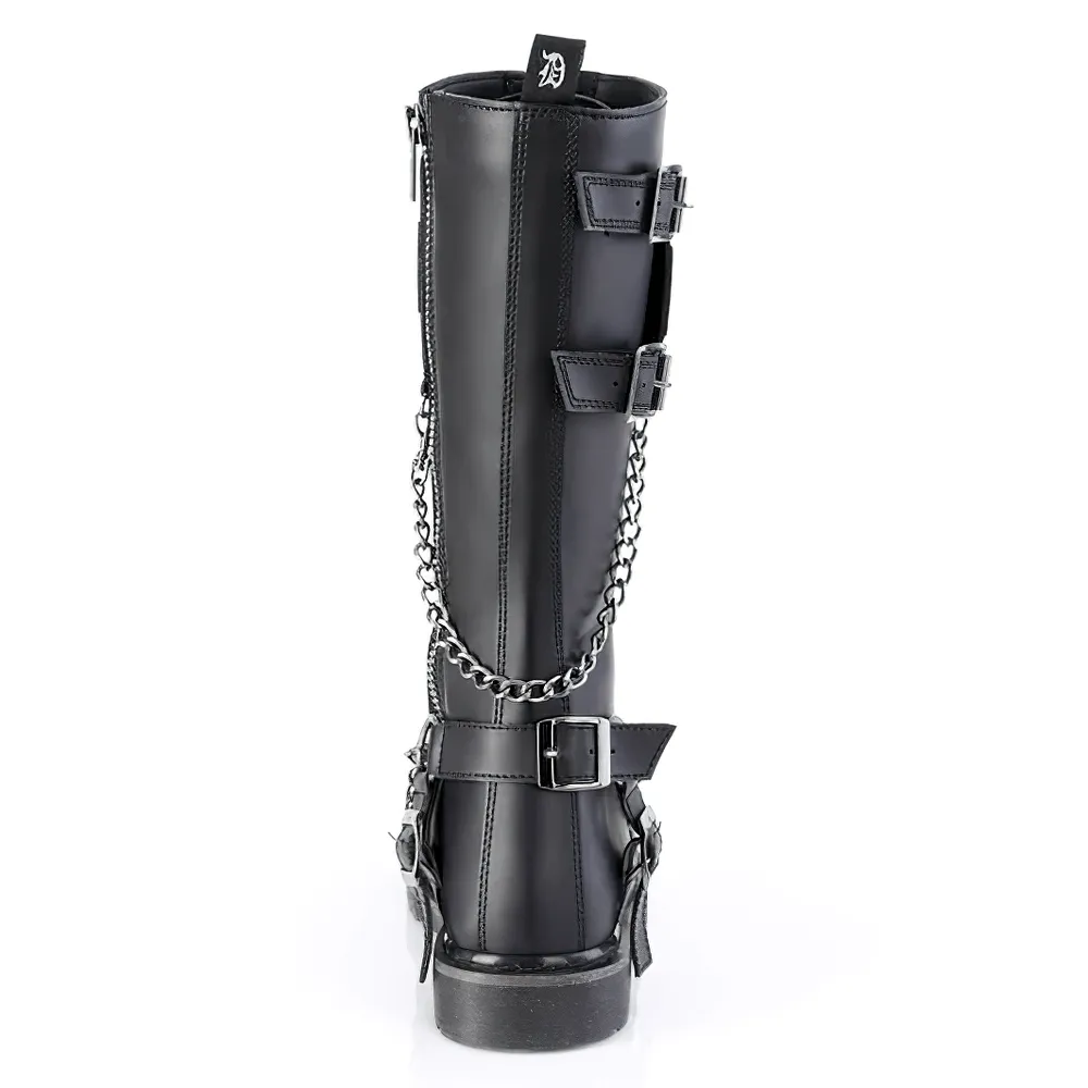 DEMONIA Rock Style Knee-High Boots with Edgy Chain Details