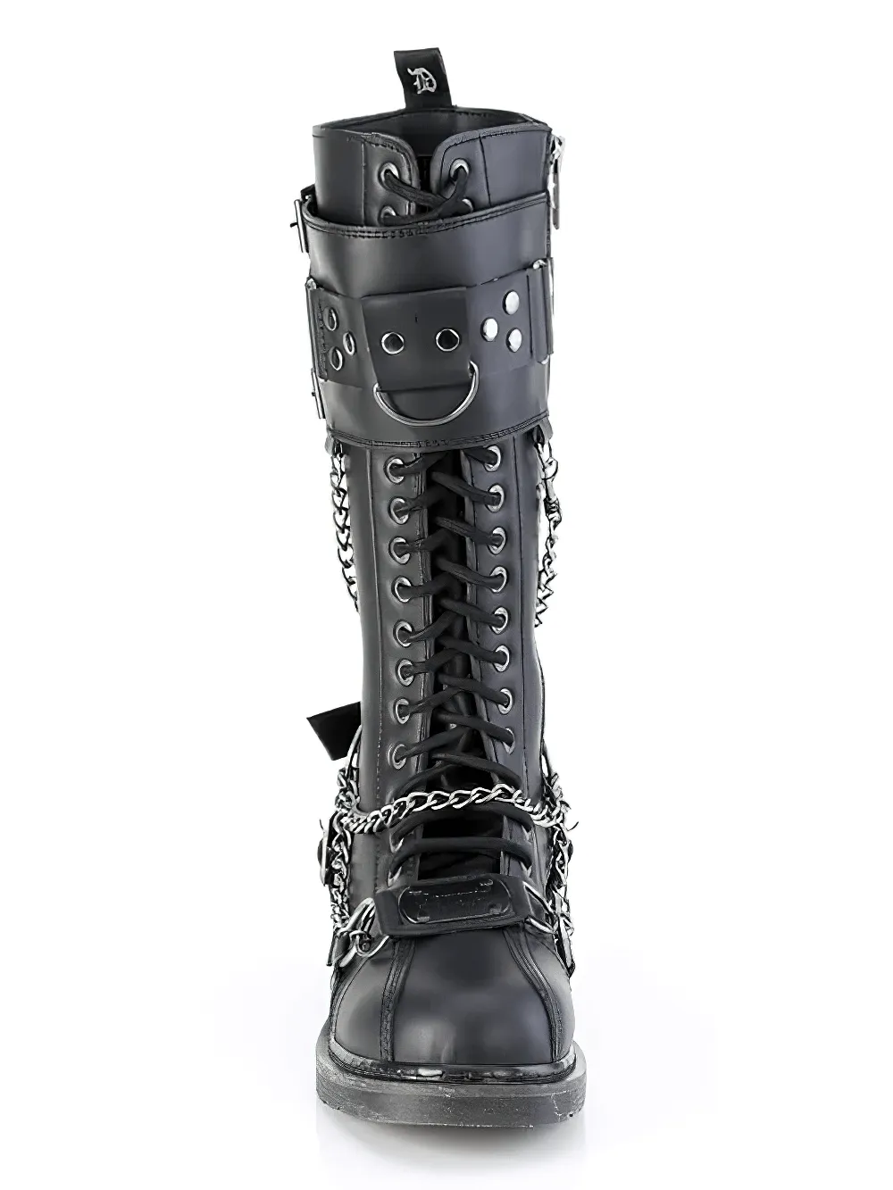 DEMONIA Rock Style Knee-High Boots with Edgy Chain Details