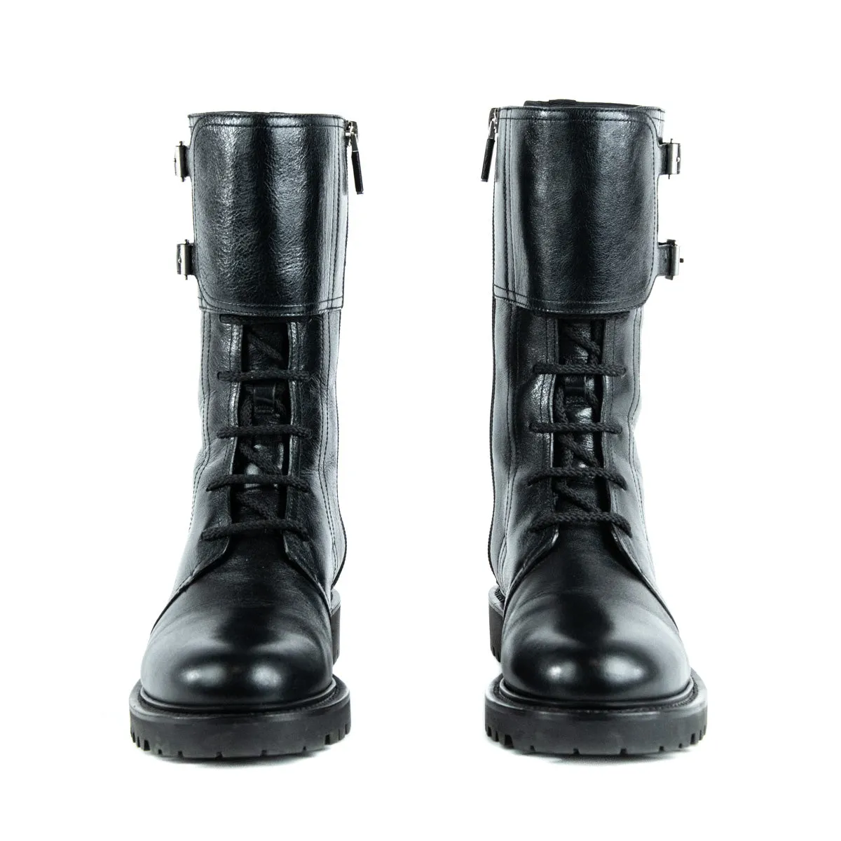 Dior Black Leather Combat Boots Size US 9 | EU 39