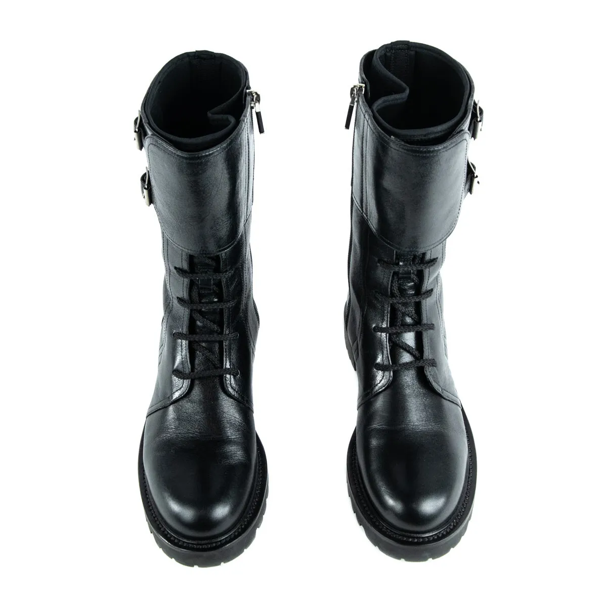 Dior Black Leather Combat Boots Size US 9 | EU 39
