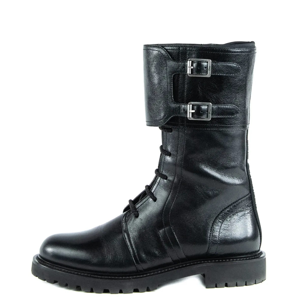 Dior Black Leather Combat Boots Size US 9 | EU 39