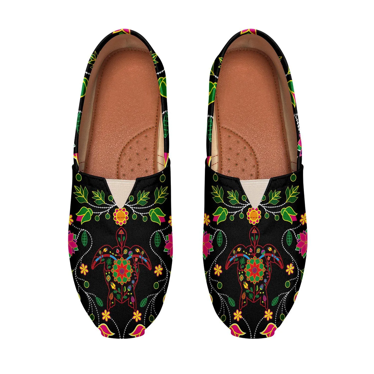 Floral Turtle Casual Unisex Slip On Shoe