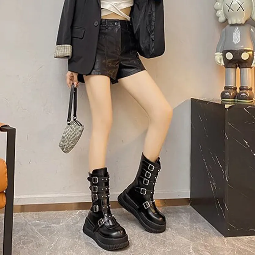 Funki Buys | Boots | Women's Gothic Punk Studded Biker Boots