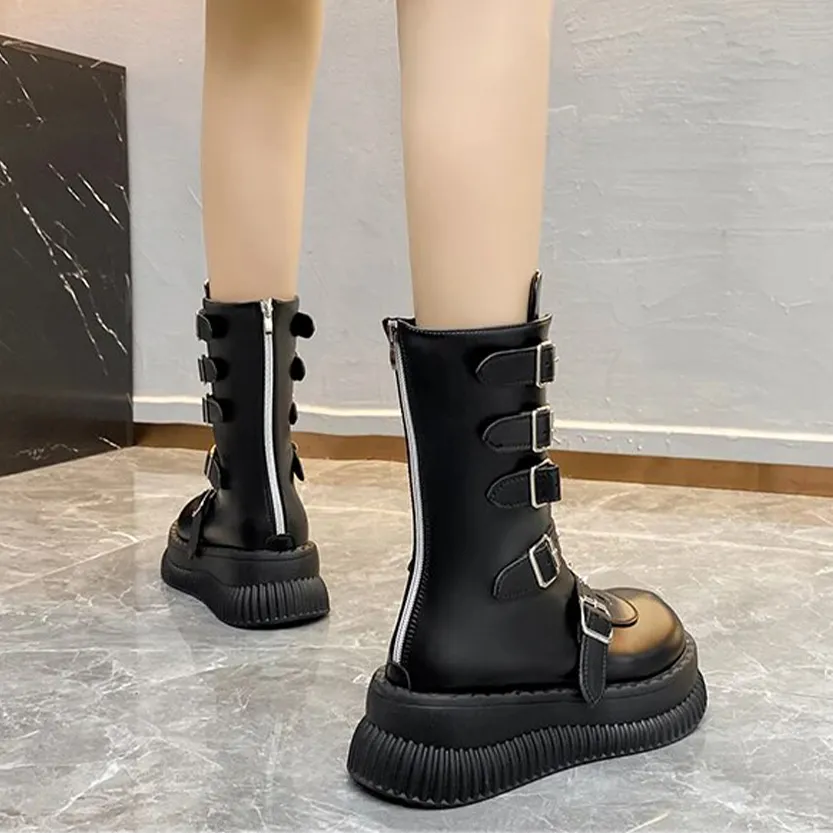 Funki Buys | Boots | Women's Gothic Punk Studded Biker Boots