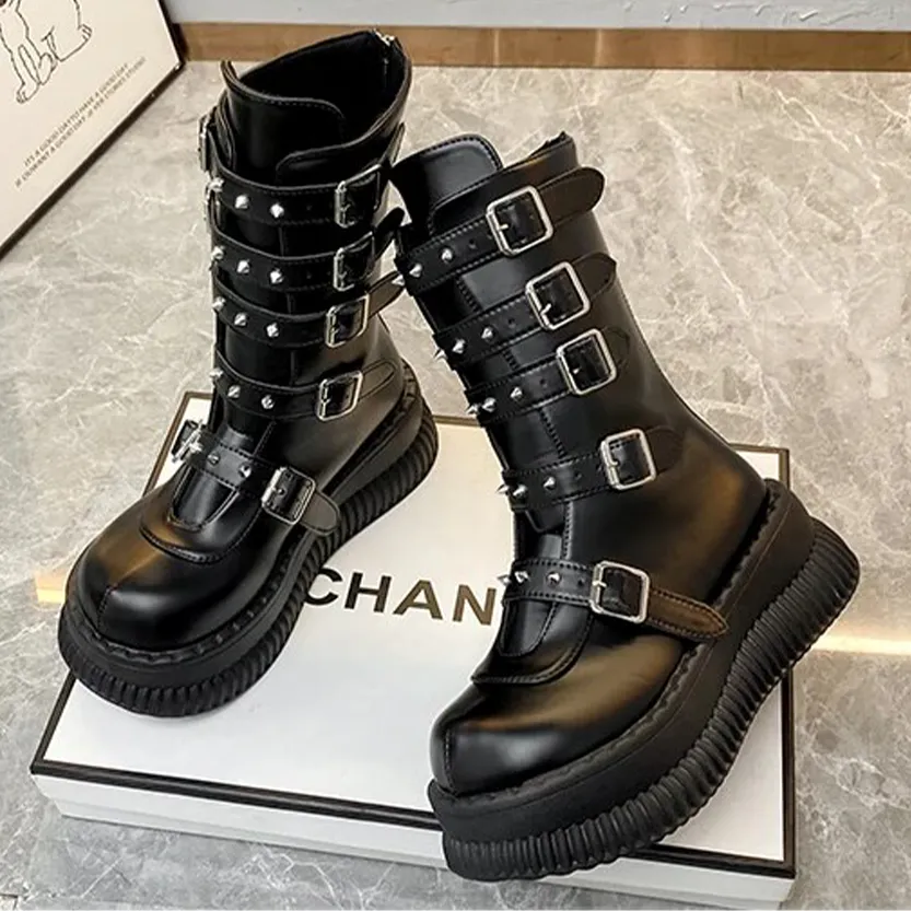 Funki Buys | Boots | Women's Gothic Punk Studded Biker Boots