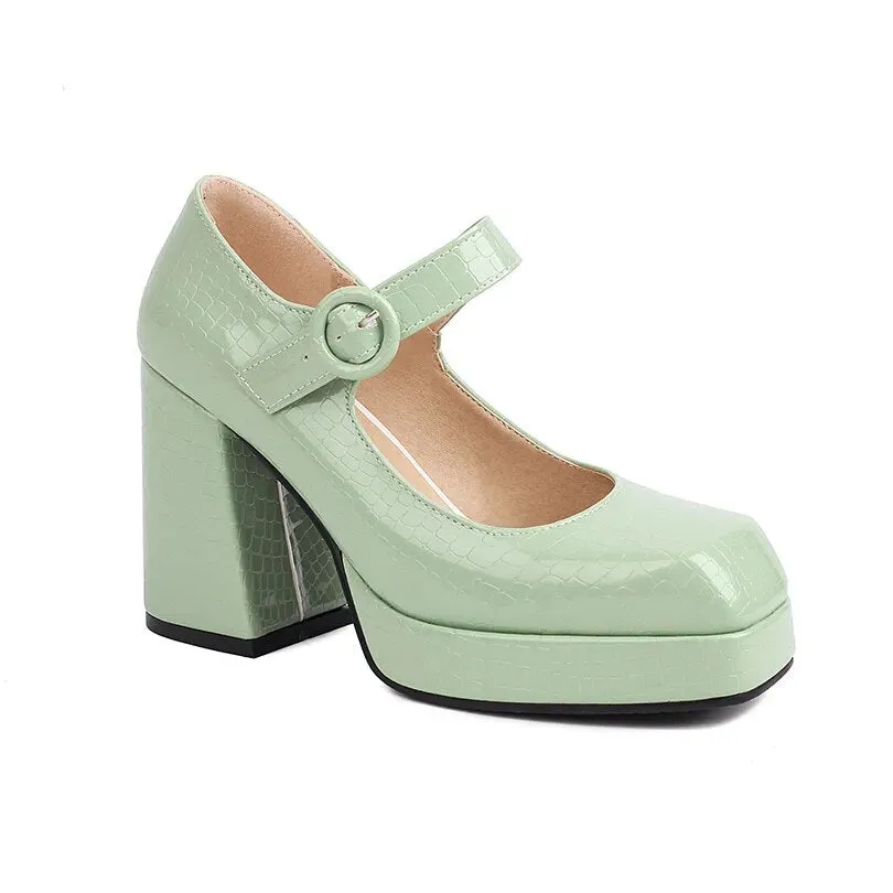Funki Buys | Shoes | Women's Glossy High Mary Jane Platforms