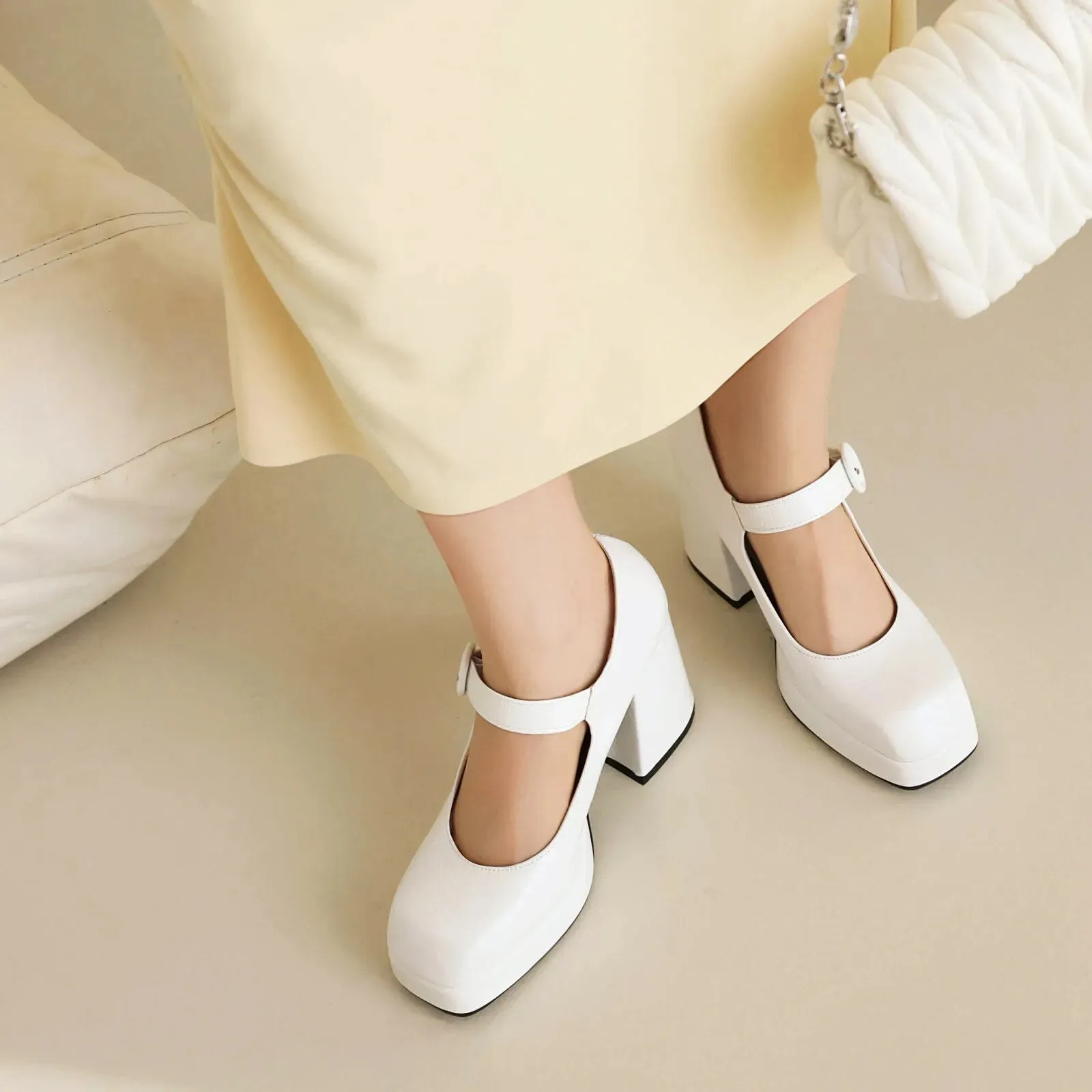 Funki Buys | Shoes | Women's Glossy High Mary Jane Platforms