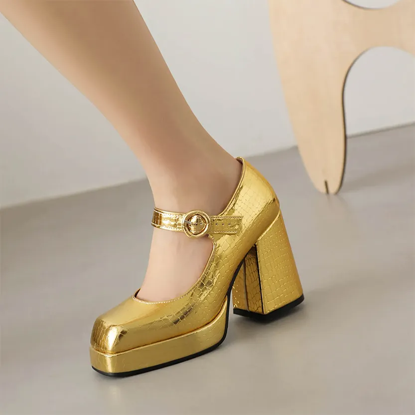 Funki Buys | Shoes | Women's Glossy High Mary Jane Platforms