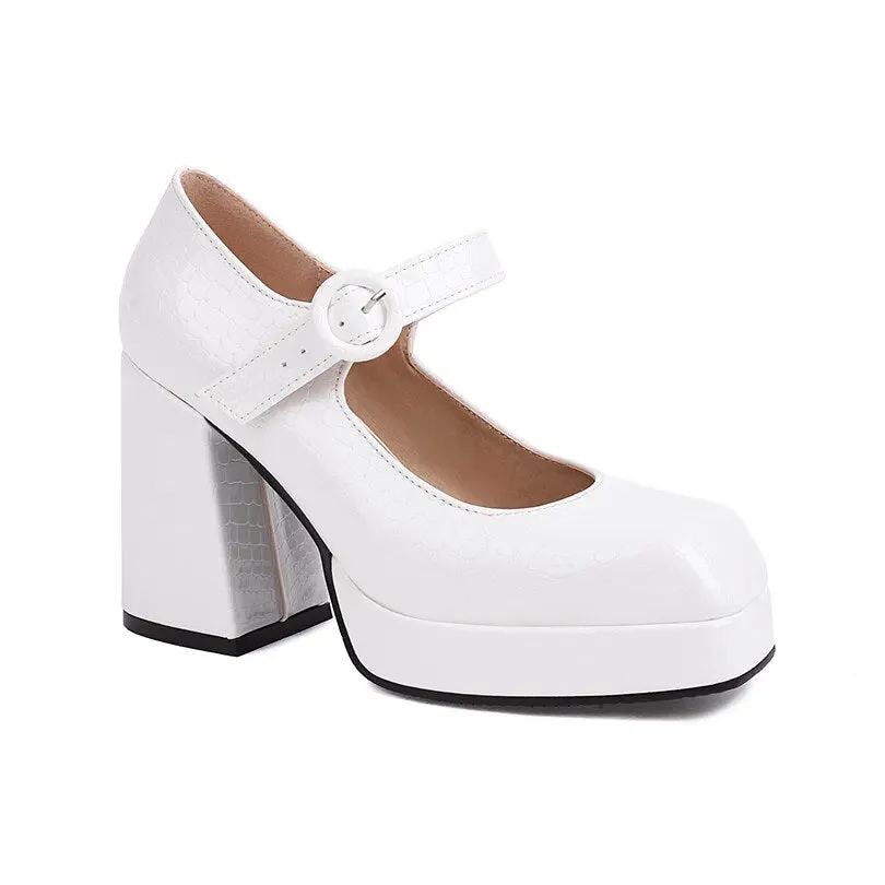 Funki Buys | Shoes | Women's Glossy High Mary Jane Platforms