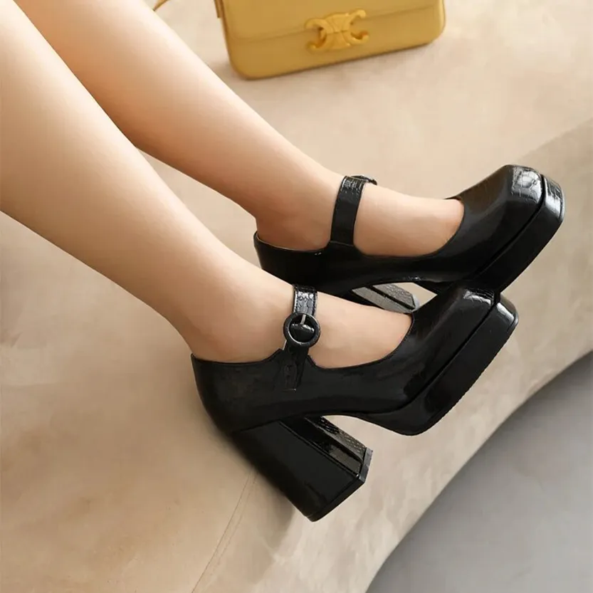 Funki Buys | Shoes | Women's Glossy High Mary Jane Platforms