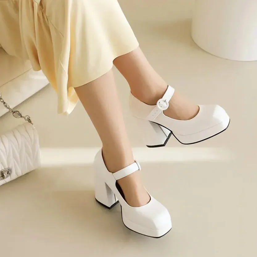 Funki Buys | Shoes | Women's Glossy High Mary Jane Platforms