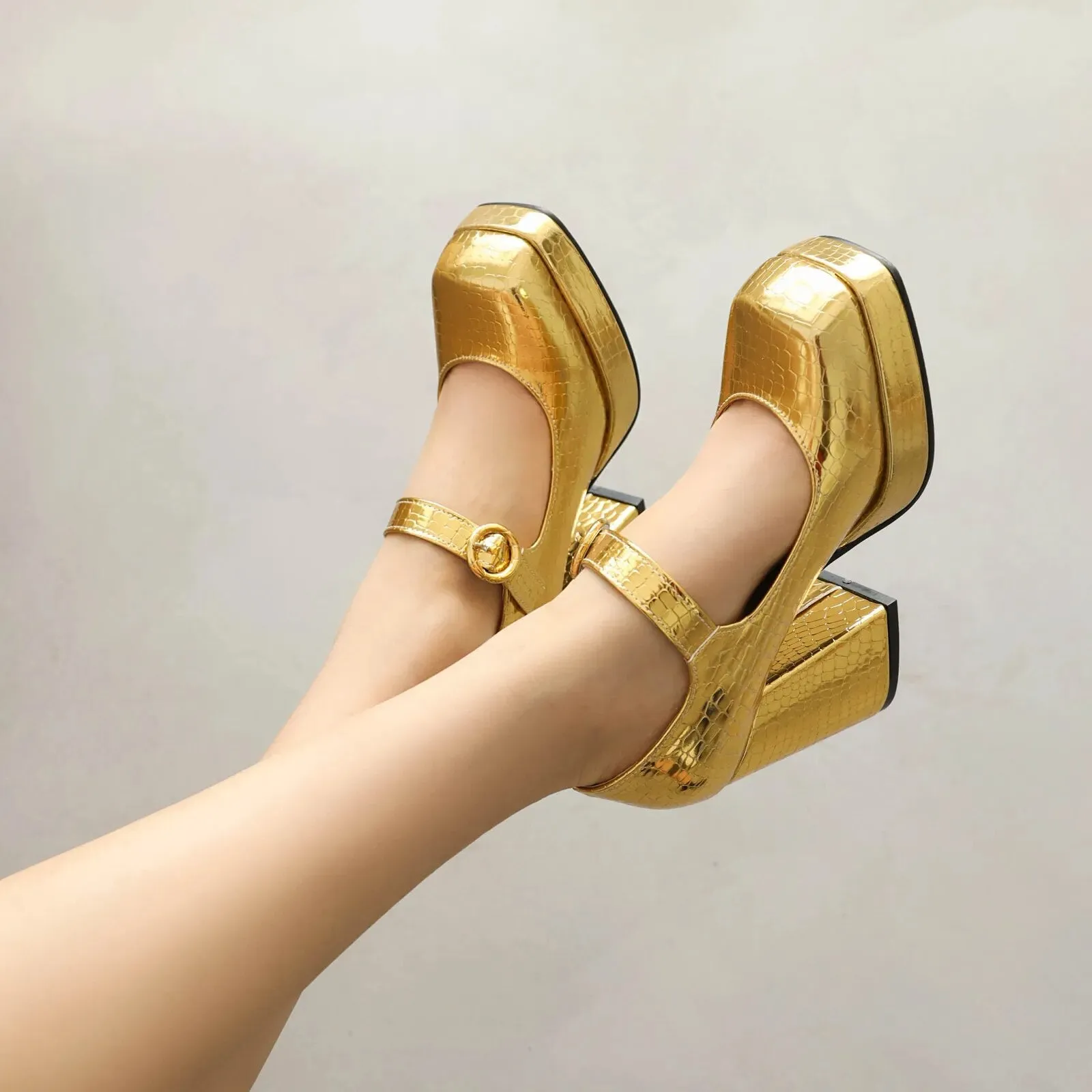 Funki Buys | Shoes | Women's Glossy High Mary Jane Platforms