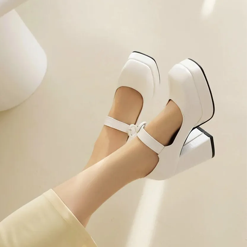 Funki Buys | Shoes | Women's Glossy High Mary Jane Platforms