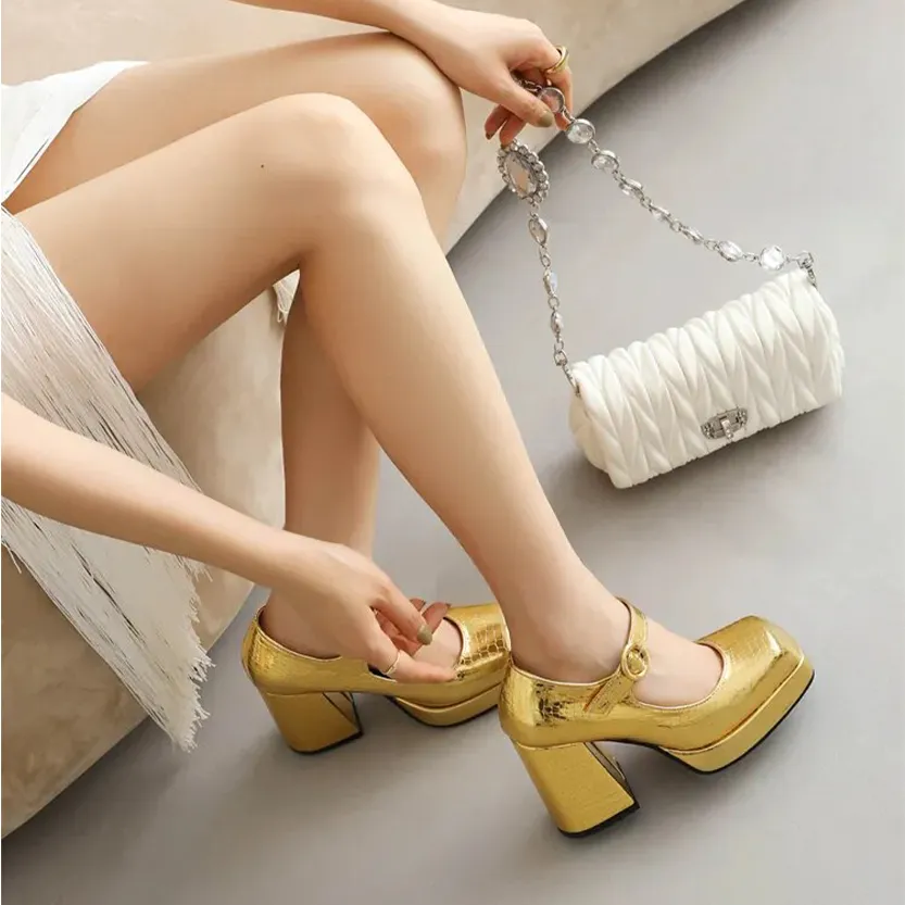 Funki Buys | Shoes | Women's Glossy High Mary Jane Platforms