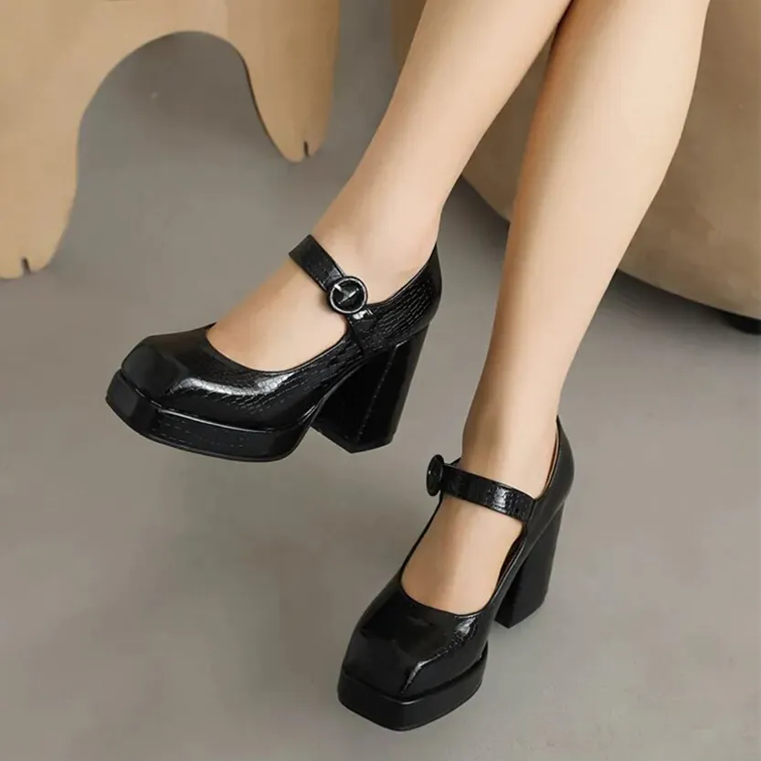 Funki Buys | Shoes | Women's Glossy High Mary Jane Platforms
