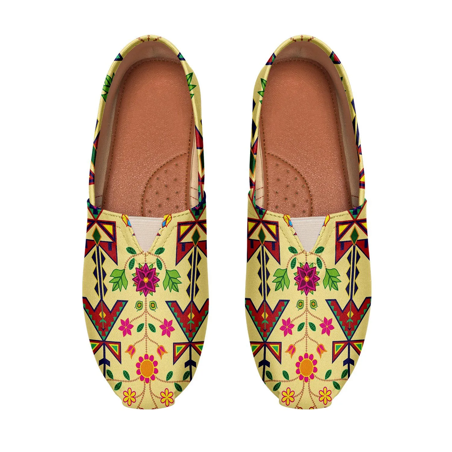 Geometric Floral Spring Vanilla Casual Unisex Slip On Shoe