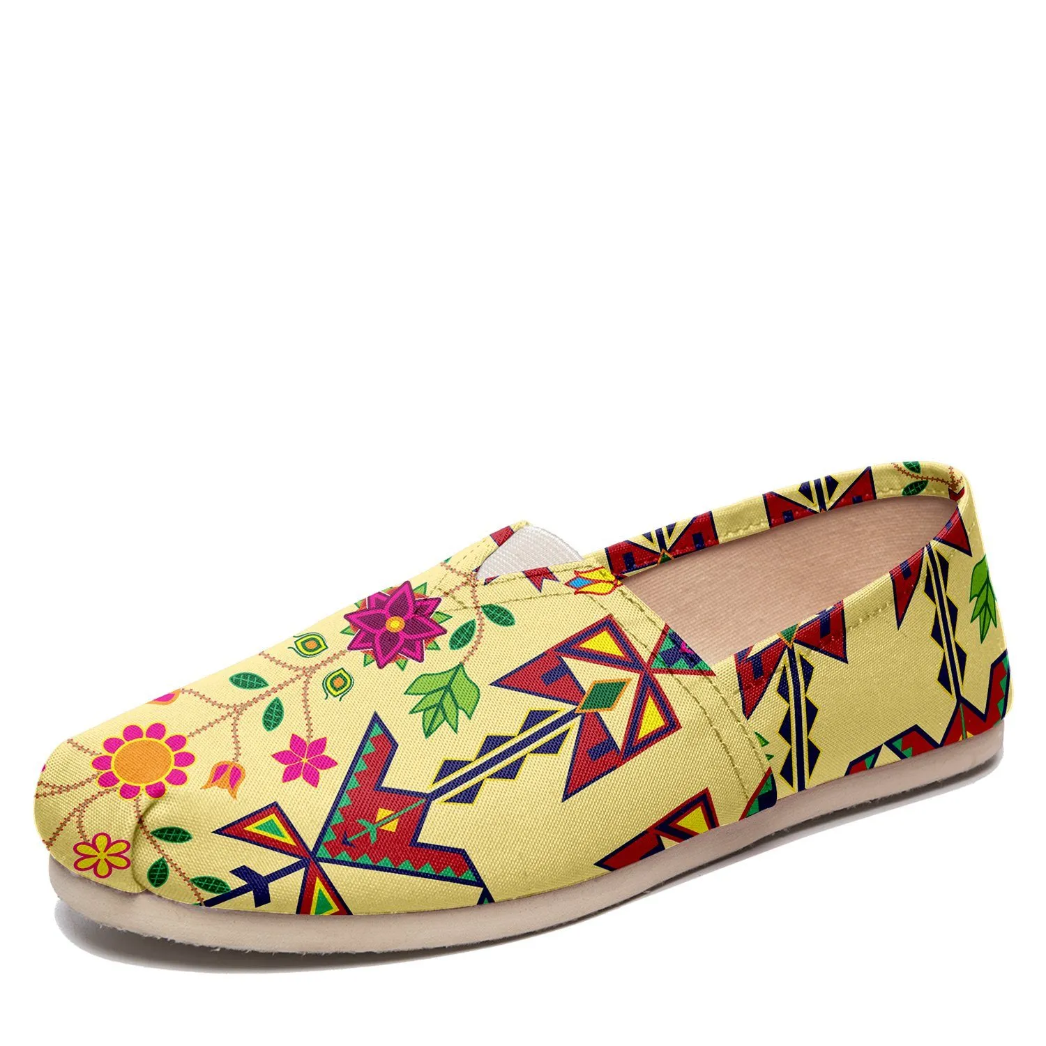 Geometric Floral Spring Vanilla Casual Unisex Slip On Shoe
