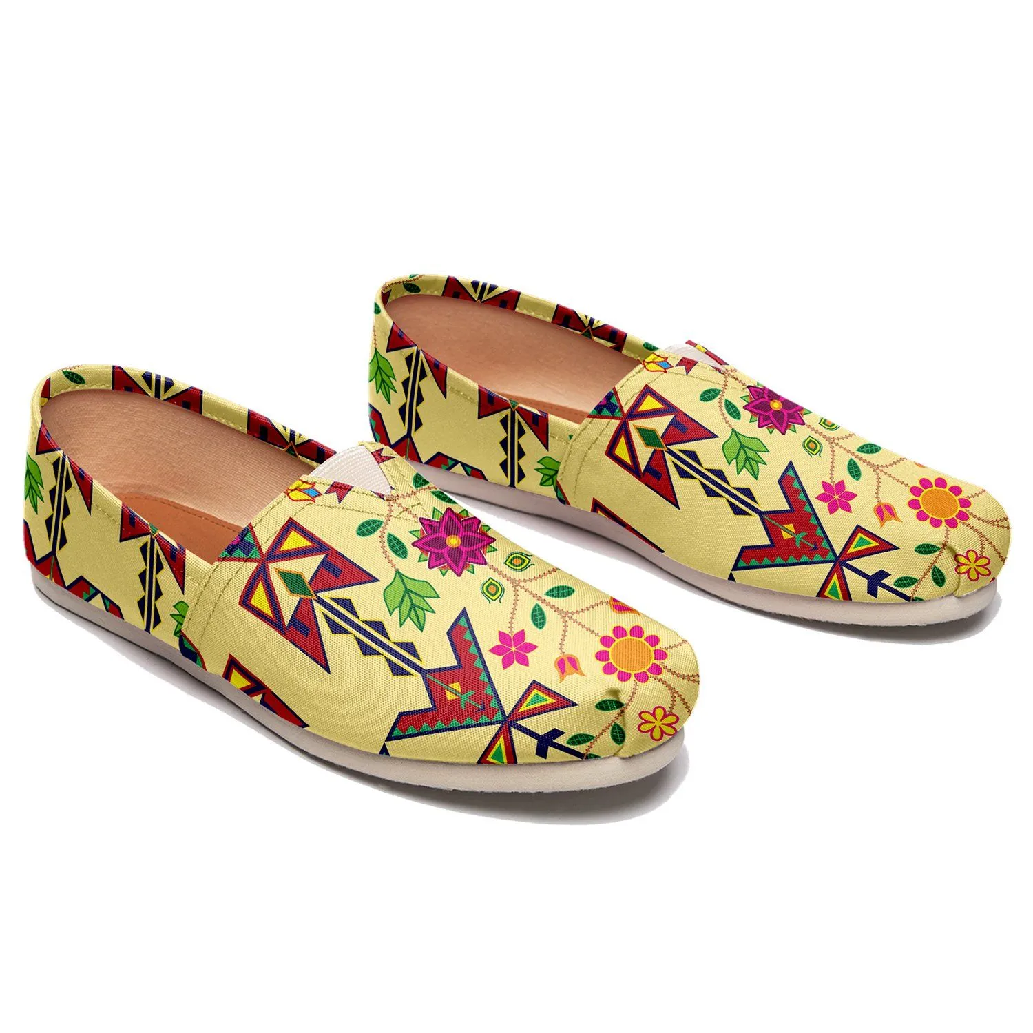 Geometric Floral Spring Vanilla Casual Unisex Slip On Shoe