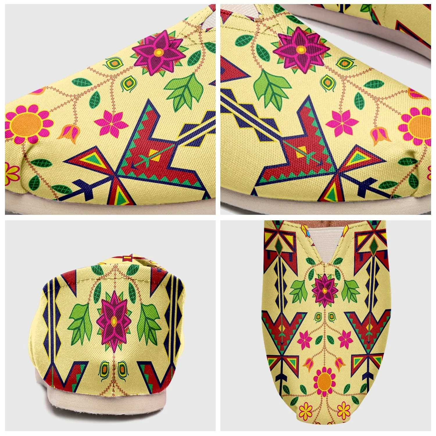 Geometric Floral Spring Vanilla Casual Unisex Slip On Shoe