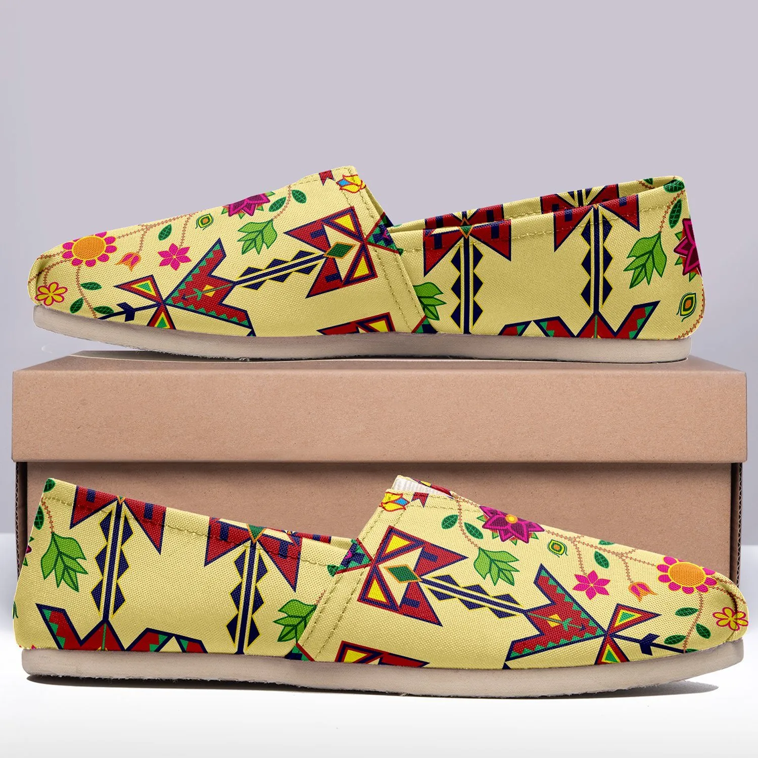Geometric Floral Spring Vanilla Casual Unisex Slip On Shoe