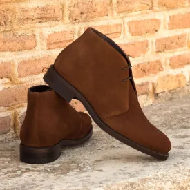 Men's Chukka Leather Boots Goodyear Welt Wide Plus Size Brown 3624