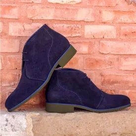 Men's Chukka Leather Boots Wide Plus Size Blue 2555