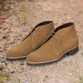 Men's Chukka Leather Boots Wide Plus Size Brown 2092