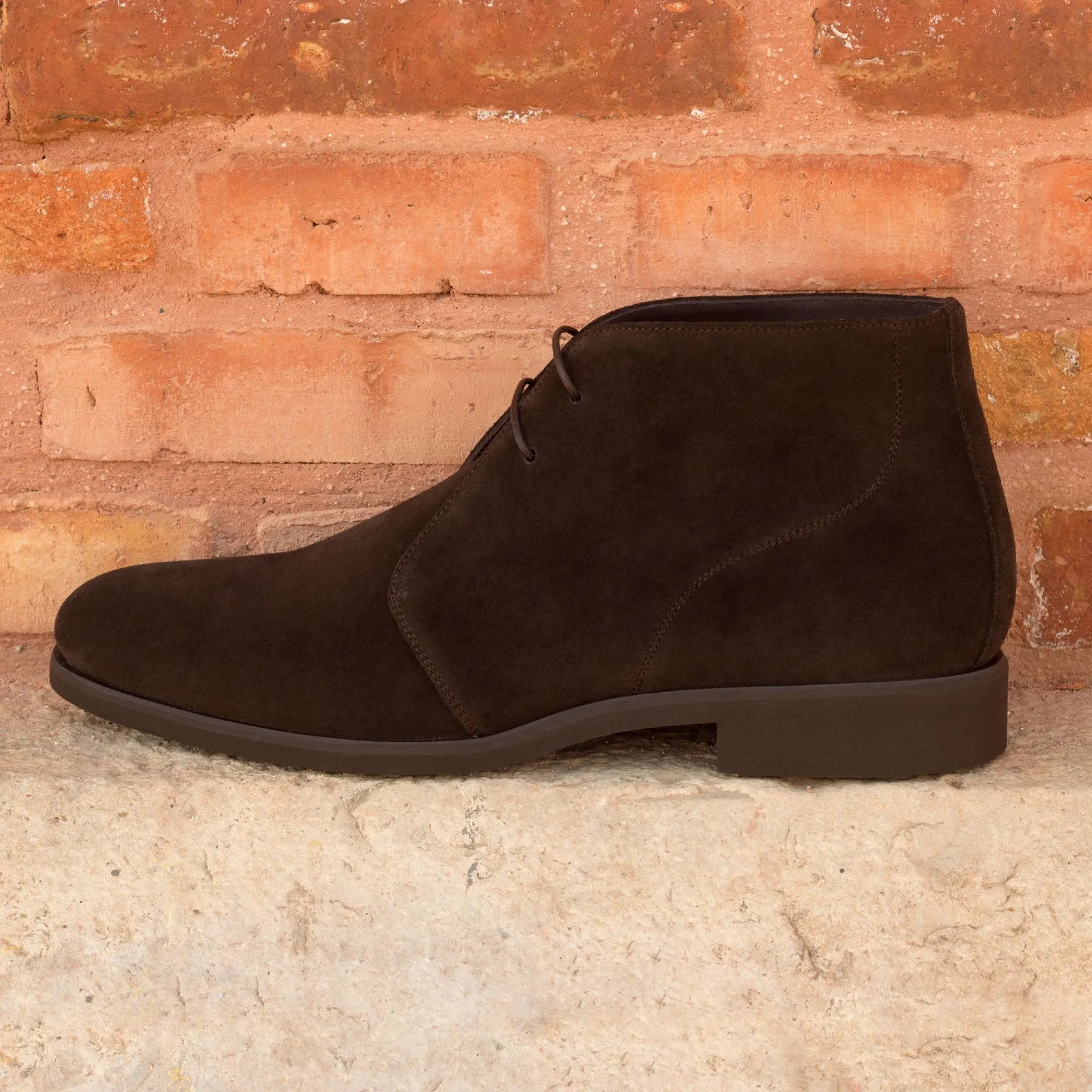 Men's Chukka Leather Boots Wide Plus Size Dark Brown 2458