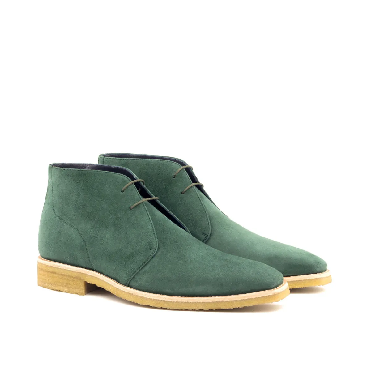 Men's Chukka Leather Boots Wide Plus Size Green 2606