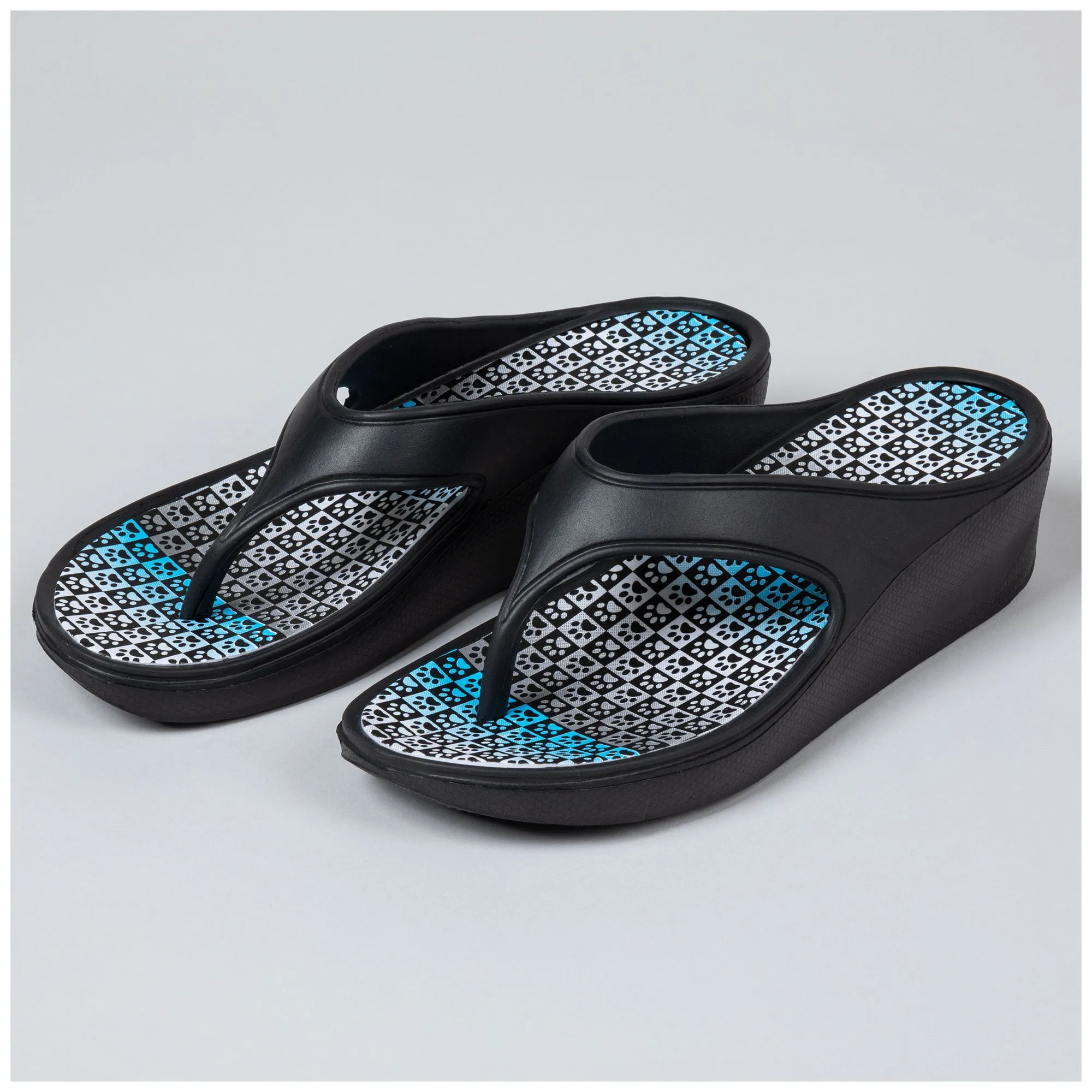 Paw Print Wedge Flip Flops
