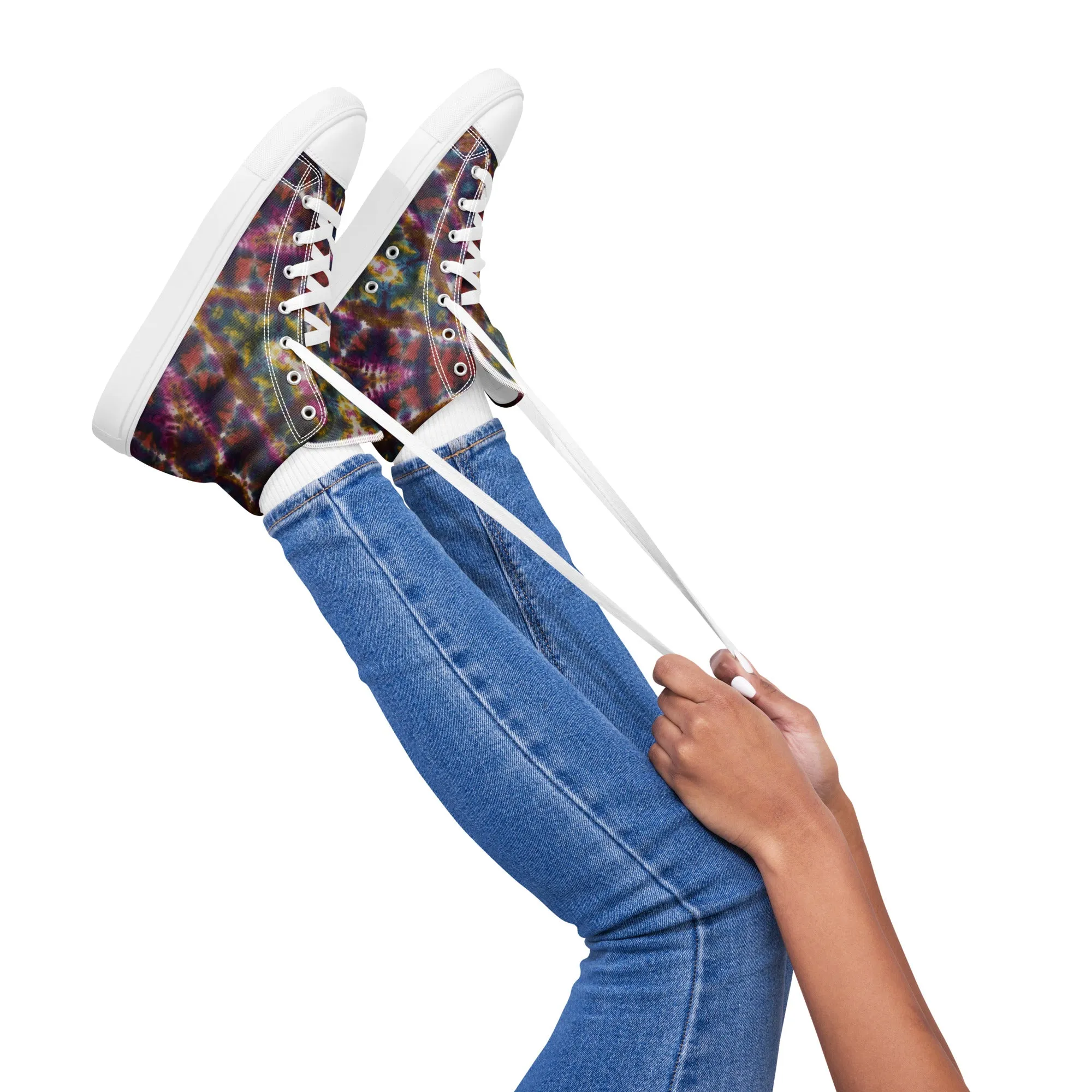 'The Ripple Effect' Women’s high top canvas shoes